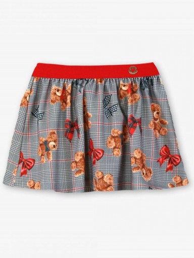 Miranda Conjunto Infantil Camisa Beig Plisados Lazada Falda Gris Estampada Pata de Gallo Ositos "Mirabel" 0252/2F [3]