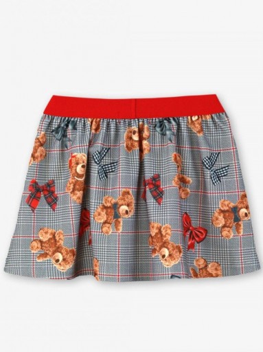 Miranda Conjunto Infantil Camisa Beig Plisados Lazada Falda Gris Estampada Pata de Gallo Ositos "Mirabel" 0252/2F [4]