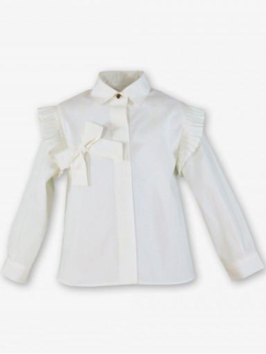 Miranda Conjunto Infantil Camisa Beig Plisados Lazada Falda Gris Estampada Pata de Gallo Ositos "Mirabel" 0252/2F [1]