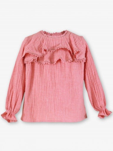 Miranda Conjunto Infantil Blusa Rosa Braguita Sobrefalda Volantes Estampada Puntilla "Megara" 0226/23 [1]