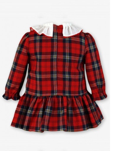 Miranda Vestido Bebe Cuadro Escoces Rojo Pieza Marino lazada Terciopelo  Delantero Volante Blanco "Rapunzel" 0130/V [2]