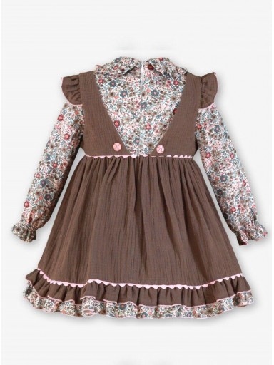 Miranda Vestido Infantil Mangas Estampadas Cuerpo Visón  Bolsillos "Ariel" 0238/V [2]