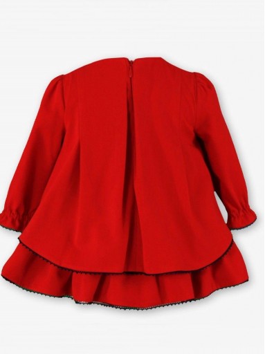 Miranda Vestido Bebe Ceremonia Rojo Pliegues Lazada Raso Marino "Mulan" 0131/V [2]
