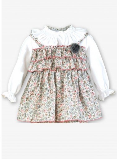 Miranda Vestido Bebe Estampado Flores Rosa y Gris "Kida" 0512/V [1]