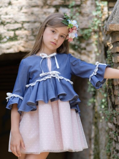 Nekenia Chaqueta Infantil Vaquera Ceremonia Volante Lazada Espalda Encaje 2421701 [2]