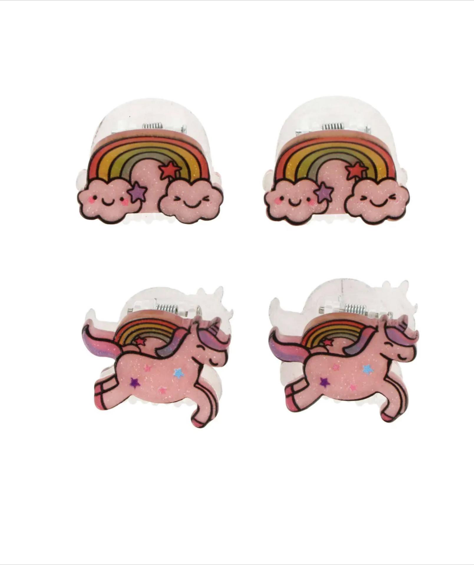 Inca set 4 pinzas arcoiris y unicornio 43168 rosa