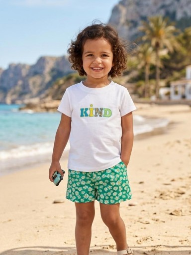 Nekenia Conjunto Bébe Camiseta Blanca m/c Pantalón Corto Margaritas 22VP14 [0]