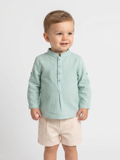 Nekenia Conjunto Niño Camisa Verde Pantalón Corto Beig 2321507 [0]