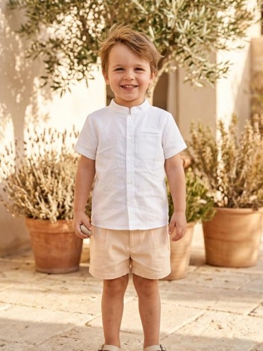 Nekenia Conjunto Bébe Camisa Blanca m/c Pantalón Corto  Beig 2321023 [0]