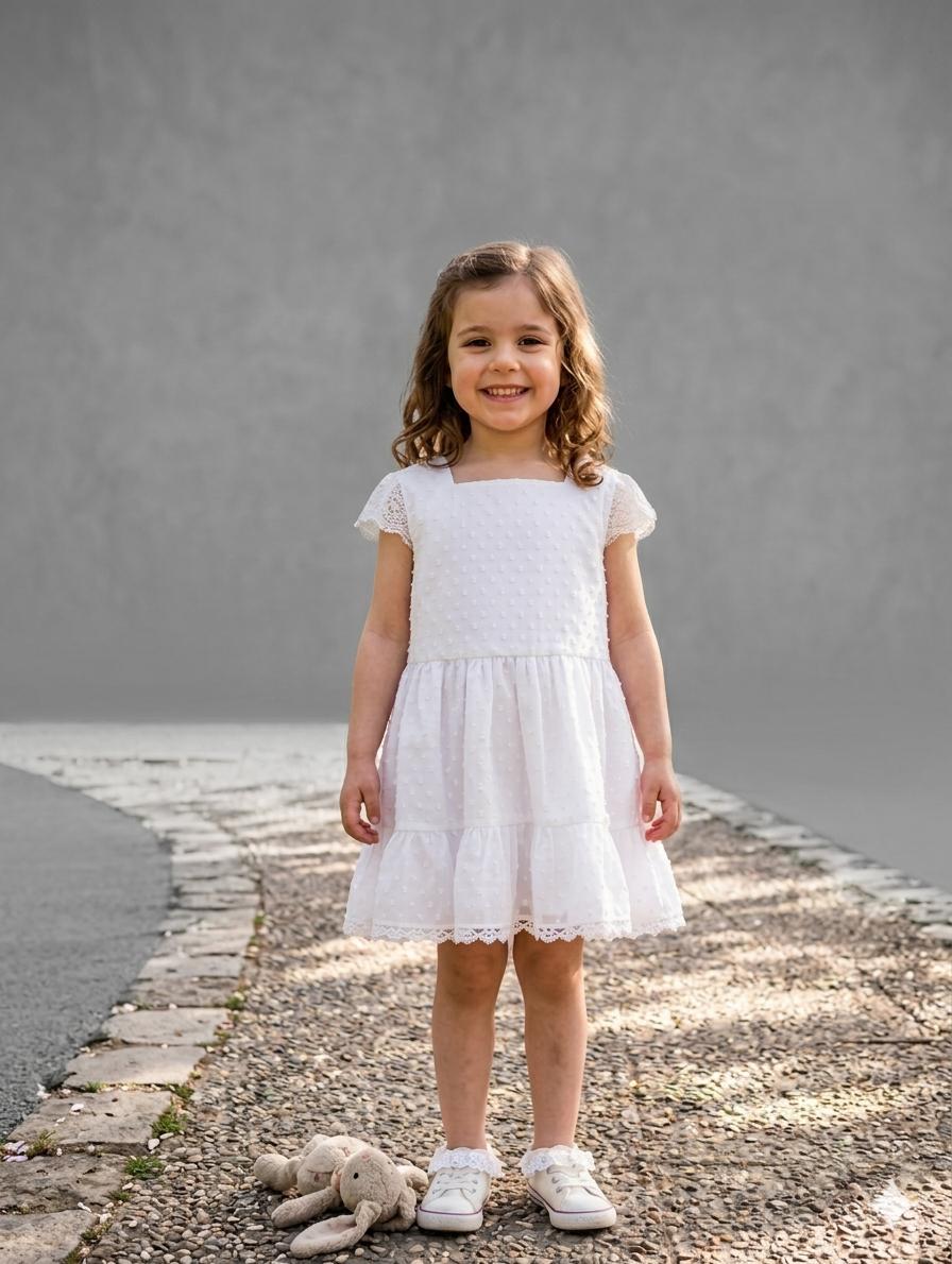 Miranda Vestido Infantil Plumeti Blanco 0221/V