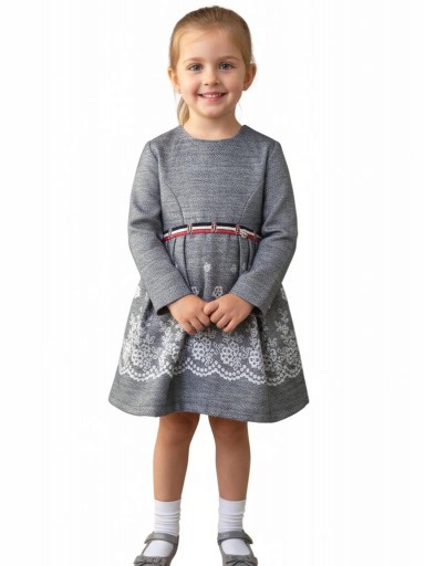 Nekenia Vestido Infantil Jaquard Estampado Floral Cintura Frunce  2211808