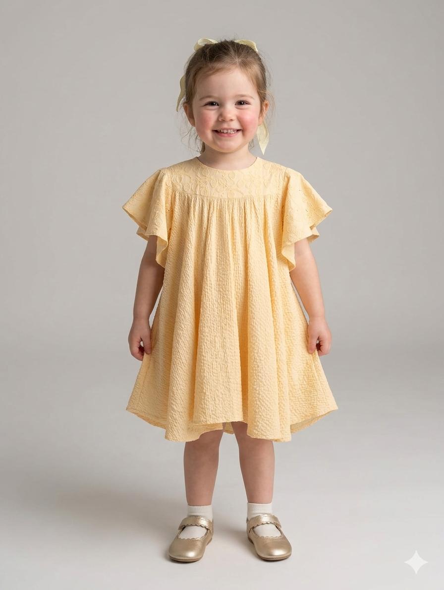 Nekenia Vestido Infantil Evasé Acampanado Amarillo 2321830
