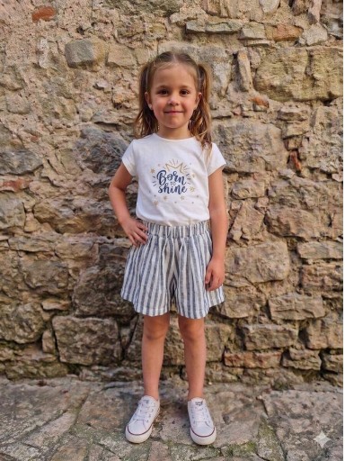 Nekenia Conjunto Infantil Camiseta Blanca Pantalon Rayas Azules Dorado 2221008 [0]
