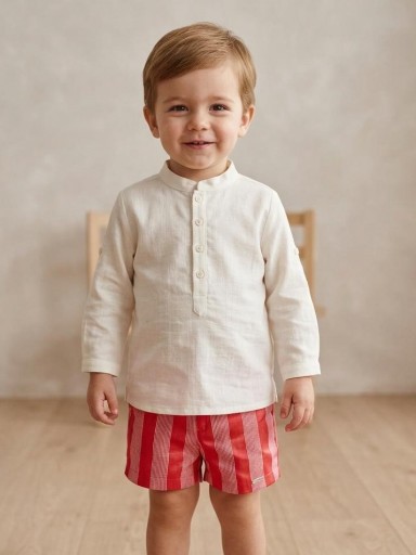 Nekenia Conjunto Camisa Blanca Pantalón Corto Rayas Coral 2221118 [0]