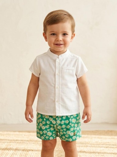 Nekenia Conjunto Bébe Camisa Blanca m/c Pantalón Corto Margaritas 2321500 [0]