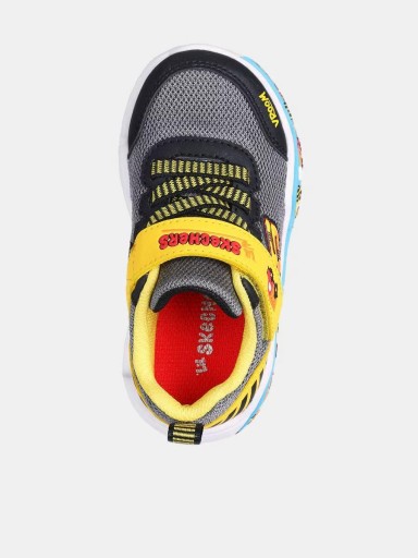 Skechers Deportivo Infantil Play Scene Caminones Gore Strap Sneaker Gris/Amarillo Lavable a máquina 407312N BKYL [2]