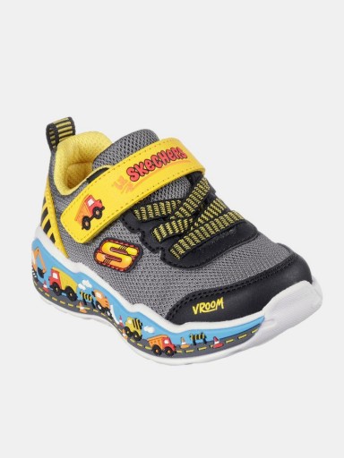 Skechers Deportivo Infantil Play Scene Caminones Gore Strap Sneaker Gris/Amarillo Lavable a máquina 407312N BKYL [1]