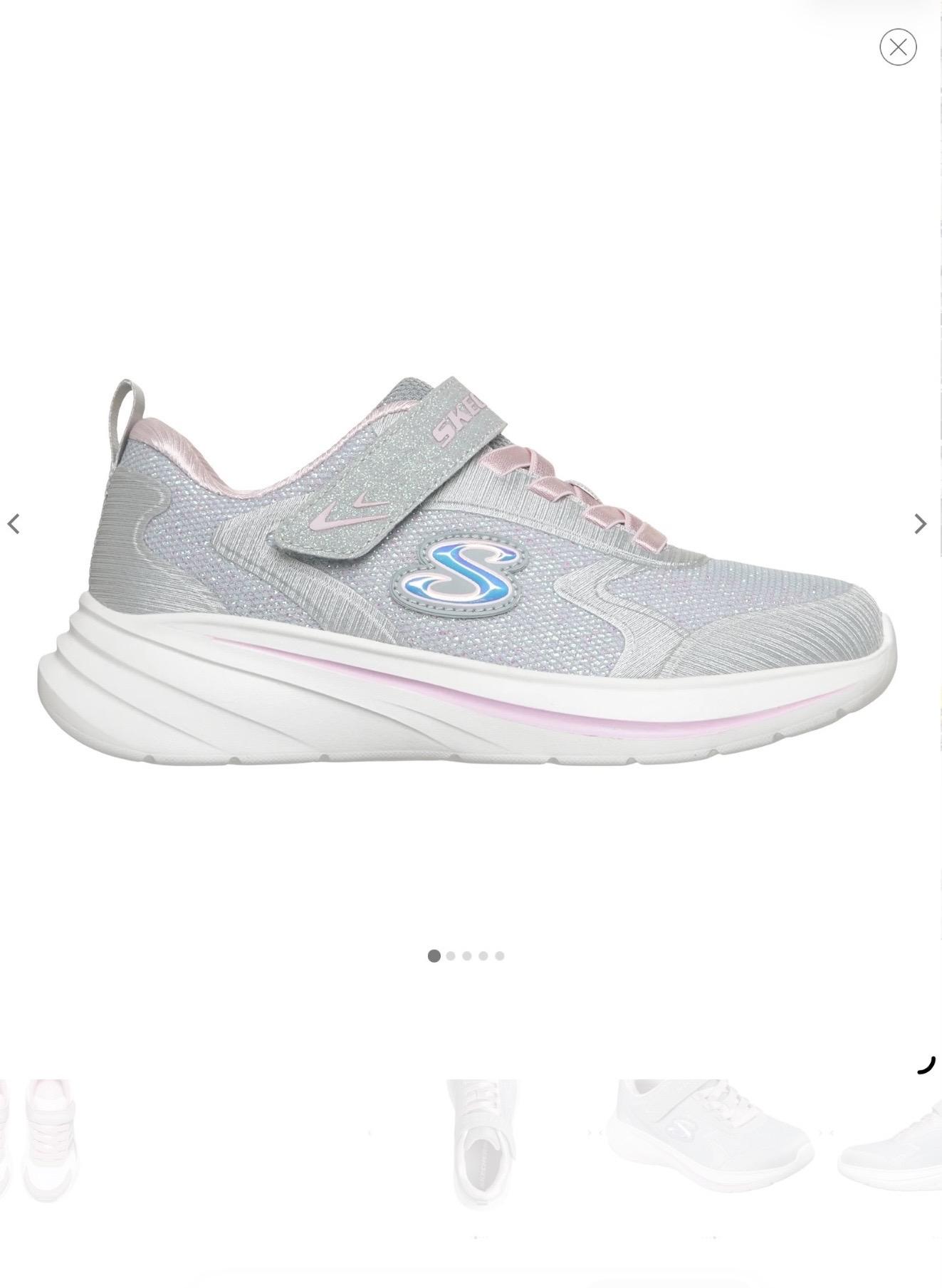 Skechers Deportivo Infantil Wave 92 Gore Strap Sparkle Mesh Sneaker W Lavable Máquina Gris 303557L LTGY