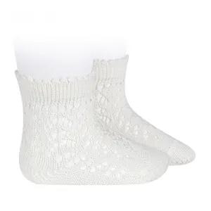 Cóndor Calcetines de Algodón Perlé Calados 2518/4 Color Blanco