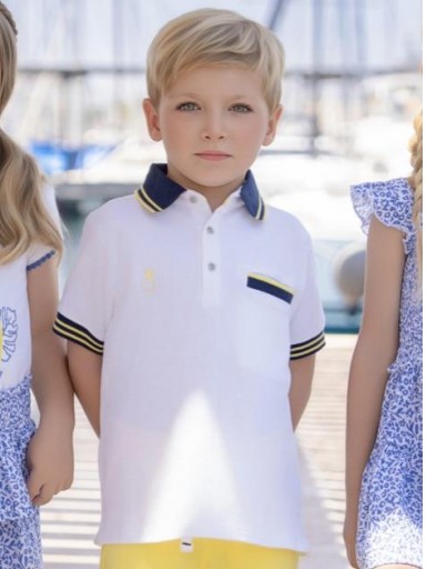 Miranda Polo Infantil m/c blanco detalles marino y amarillo "Hibisco" 0631/P 0628/P [1]