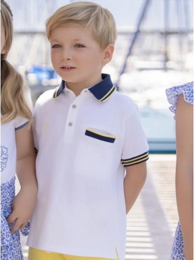 Miranda Polo Infantil m/c blanco detalles marino y amarillo "Hibisco" 0631/P 0628/P [2]