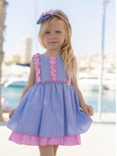 Miranda vestido Infantil Rayas y Cuadros detalles Multicolor "Cala" 0246/V