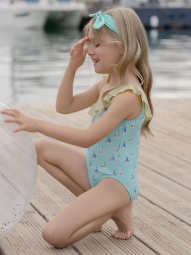 Miranda Bañador Infantil Veleros Tirantes Asimetricos Volante "Lila" 0802/B [4]