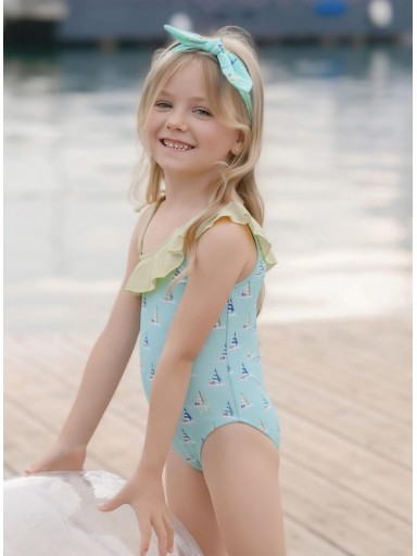 Miranda Bañador Infantil Veleros Tirantes Asimetricos Volante "Lila" 0802/B [3]