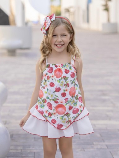 Miranda vestido Infantil Volantes Estampado Flores y Frutas "Flor de Pascua" 0600/V [0]
