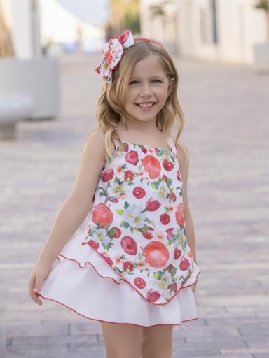 Miranda vestido Infantil Volantes Estampado Flores y Frutas "Flor de Pascua" 0600/V [1]