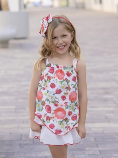 Miranda vestido Infantil Volantes Estampado Flores y Frutas "Flor de Pascua" 0600/V [2]