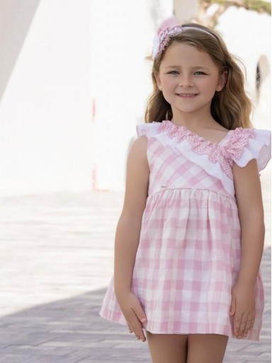 Miranda Vestido Infantil  Tirantes Asimétricos Cuadros "Violeta" 0602/V [2]