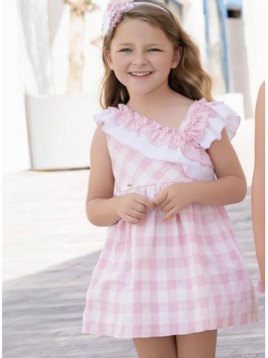 Miranda Vestido Infantil  Tirantes Asimétricos Cuadros "Violeta" 0602/V [3]