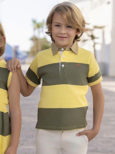 Miranda Polo Infantil Niño Franjas Amarillo y Verde "Eléboro" 1311/P [0]