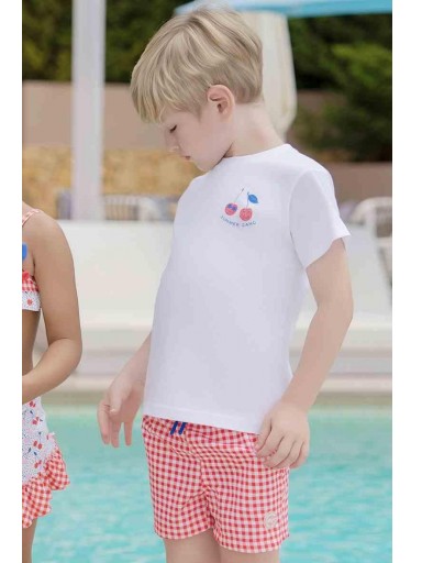 Miranda Bañador Infantil Niño Estampado Cuadro Vichy Rojo "Melissa" 0817/B [1]