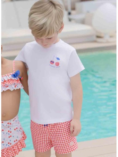 Miranda Bañador Infantil Niño Estampado Cuadro Vichy Rojo "Melissa" 0817/B [0]