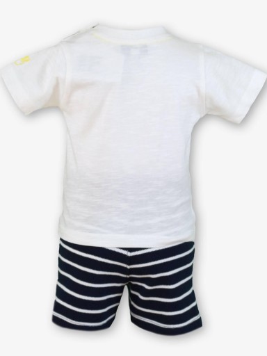 Miranda Conjunto Bebe Niño Camiseta m/c Serigrafia Pantalon Corto Marino Rayas "Alamanda" 0530/23 [1]