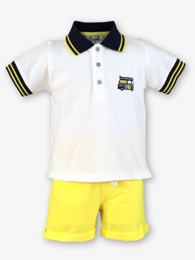 Miranda Conjunto Bebe Niño Plo m/c Blanco Pantalon Corto Amarillo "Hibisco" 0531/23 [0]