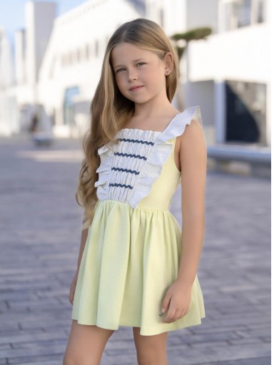 Miranda Vestido Infantil Amarillo Delantero Rayas "Flor de Mimosa" 1407/V [0]