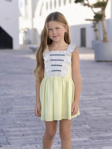 Miranda Vestido Infantil Amarillo Delantero Rayas "Flor de Mimosa" 1407/V [1]