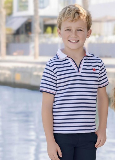 Miranda Polo Infantil Niño rayas Blanco y Marino "Madreselva" 1302/P