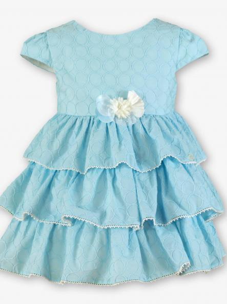 Miranda Vestido Infantil Azul Flor Falda Volantes "Dalia" 0237/V [2]