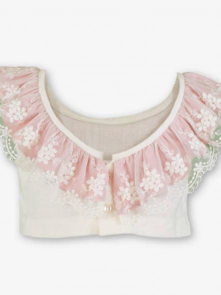 Miranda Conjunto Infantil Top Volante Encaje Short Rosa "Gladiolo" 0230/23 [2]