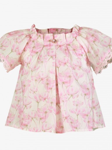 Miranda Vestido Conjunto Blusa Flores y Falda  Cuadros "Rosa" 0233/2F [1]