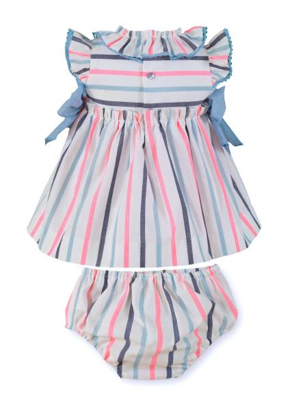 Miranda Vestido Bebe Rayas Volante Cuello y Lazadas "Peonía" 0144/V [2]