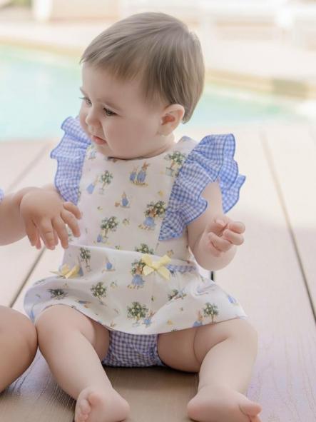 Miranda Vestido Bebe Estampado Conejitos Volante Cuadro Vichy Braguita Cuadro vichy Azul 0025/VB [0]
