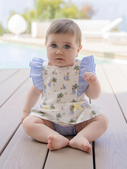 Miranda Vestido Bebe Estampado Conejitos Volante Cuadro Vichy Braguita Cuadro vichy Azul 0025/VB [1]