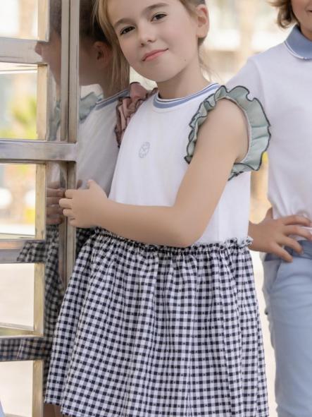 Miranda Vestido Infantil Algodon Falda Cuadro Vichy 1410/V [0]