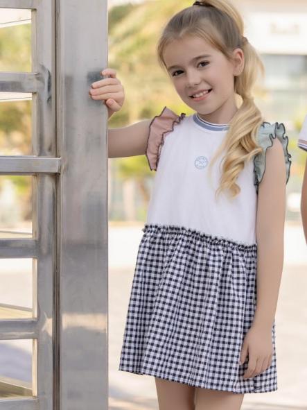 Miranda Vestido Infantil Algodon Falda Cuadro Vichy 1410/V [1]