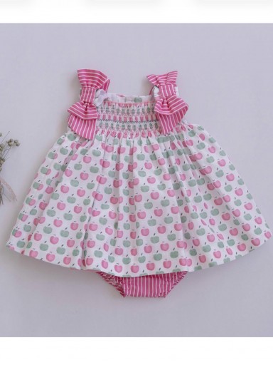 Miranda Vestido Bebe Estampado Manzanas Braguita Rayas 0032/VB